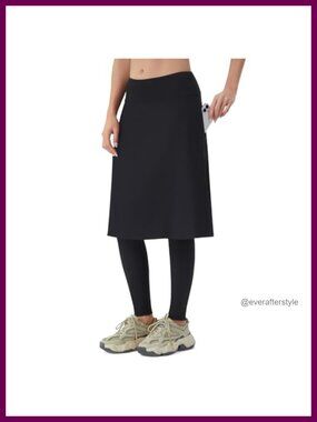ANIVIVO Women's Knee Length Skirted Leggings with Zipper Pockets